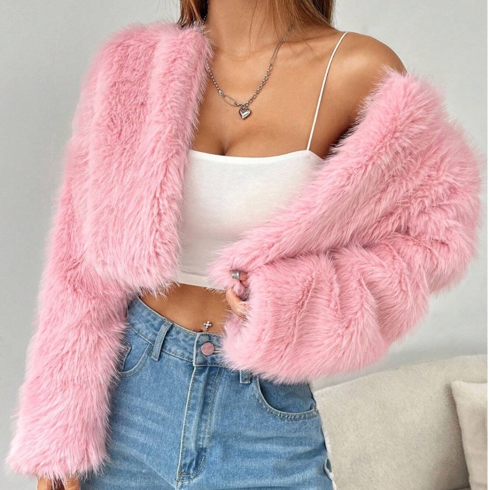 NEW Pink Faux Fur Women's Jacket